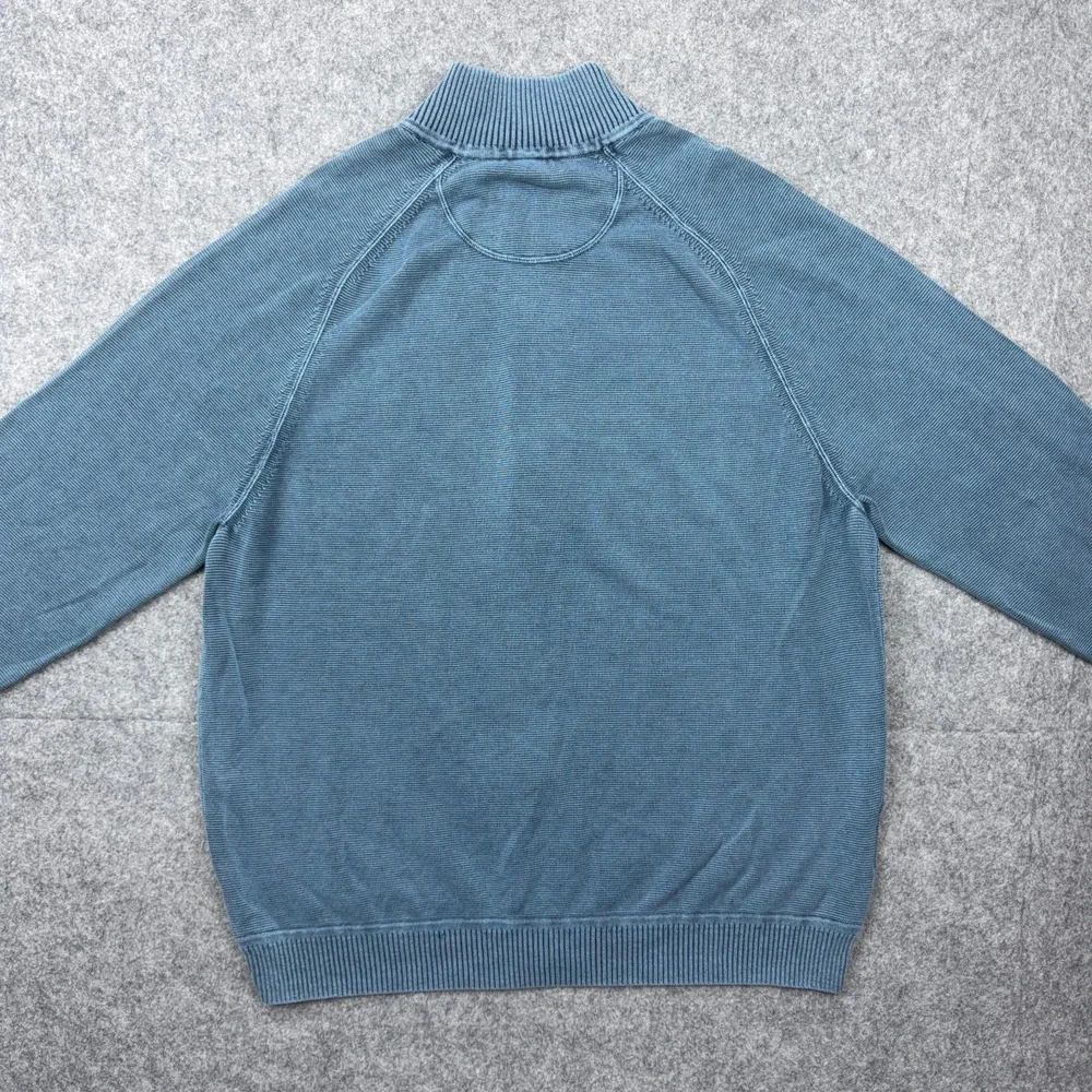 Tommy Bahama Sweater Mens XL Blue Full Zip 100% Cotton Lightweight Jacket Casual